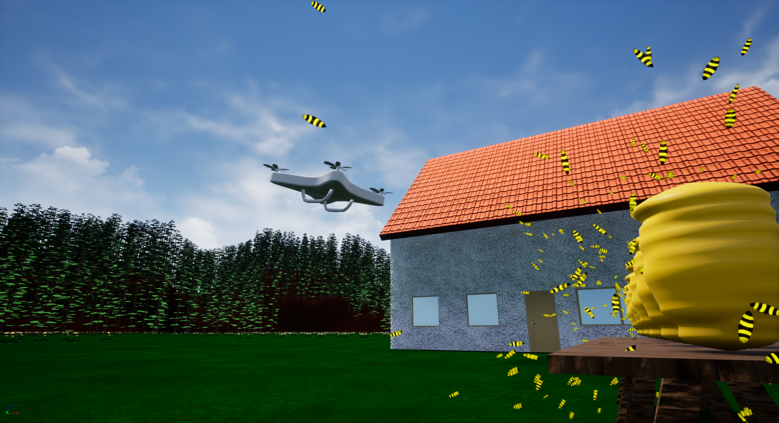 Drone approaching hive