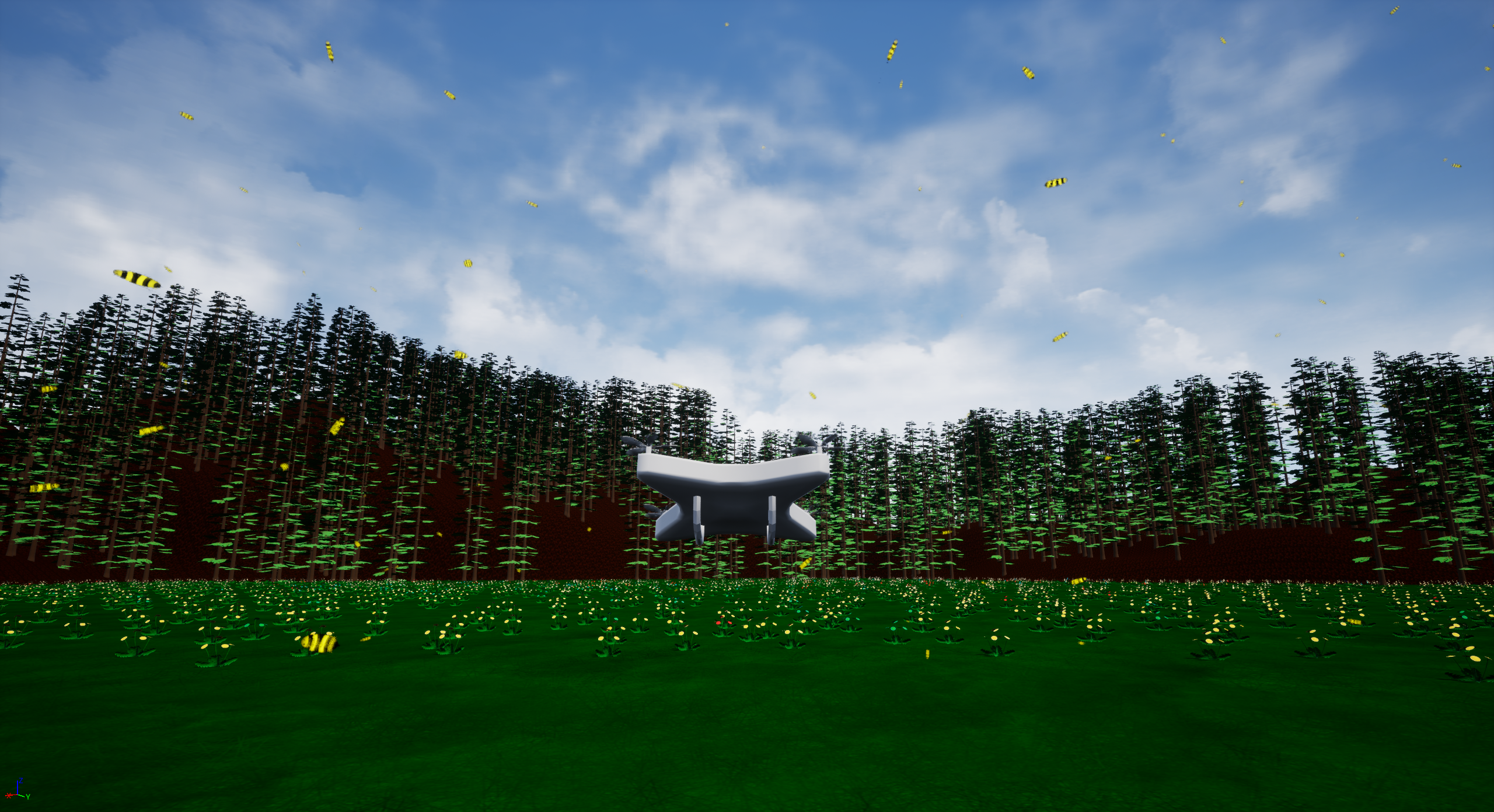 Drone inside an explosion of bees