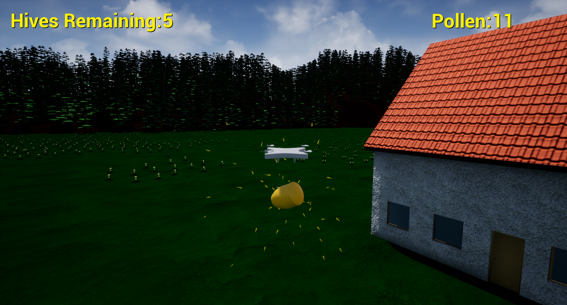 Drone carrying a hive
