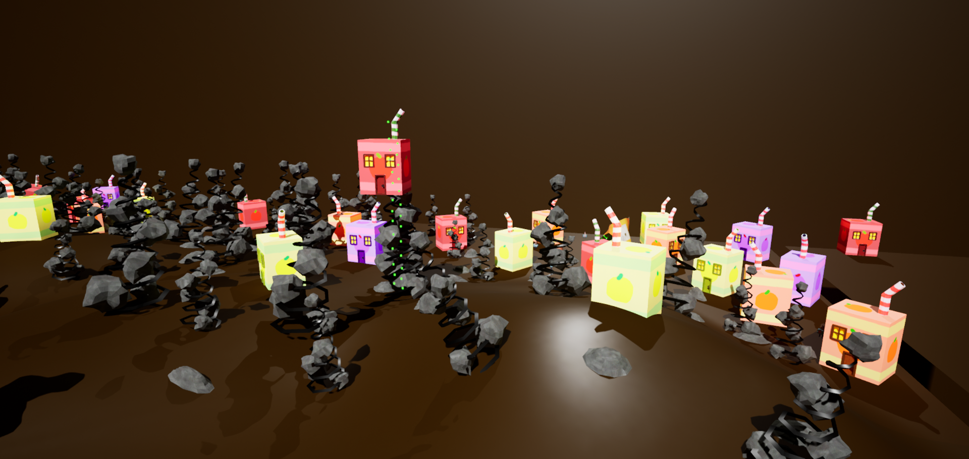 A bird's eye view of the juicebox village