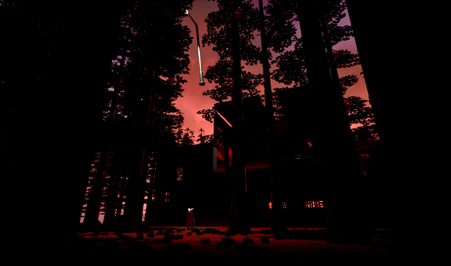 Abomination standing at the edge of a spooky forest in front of a mansion