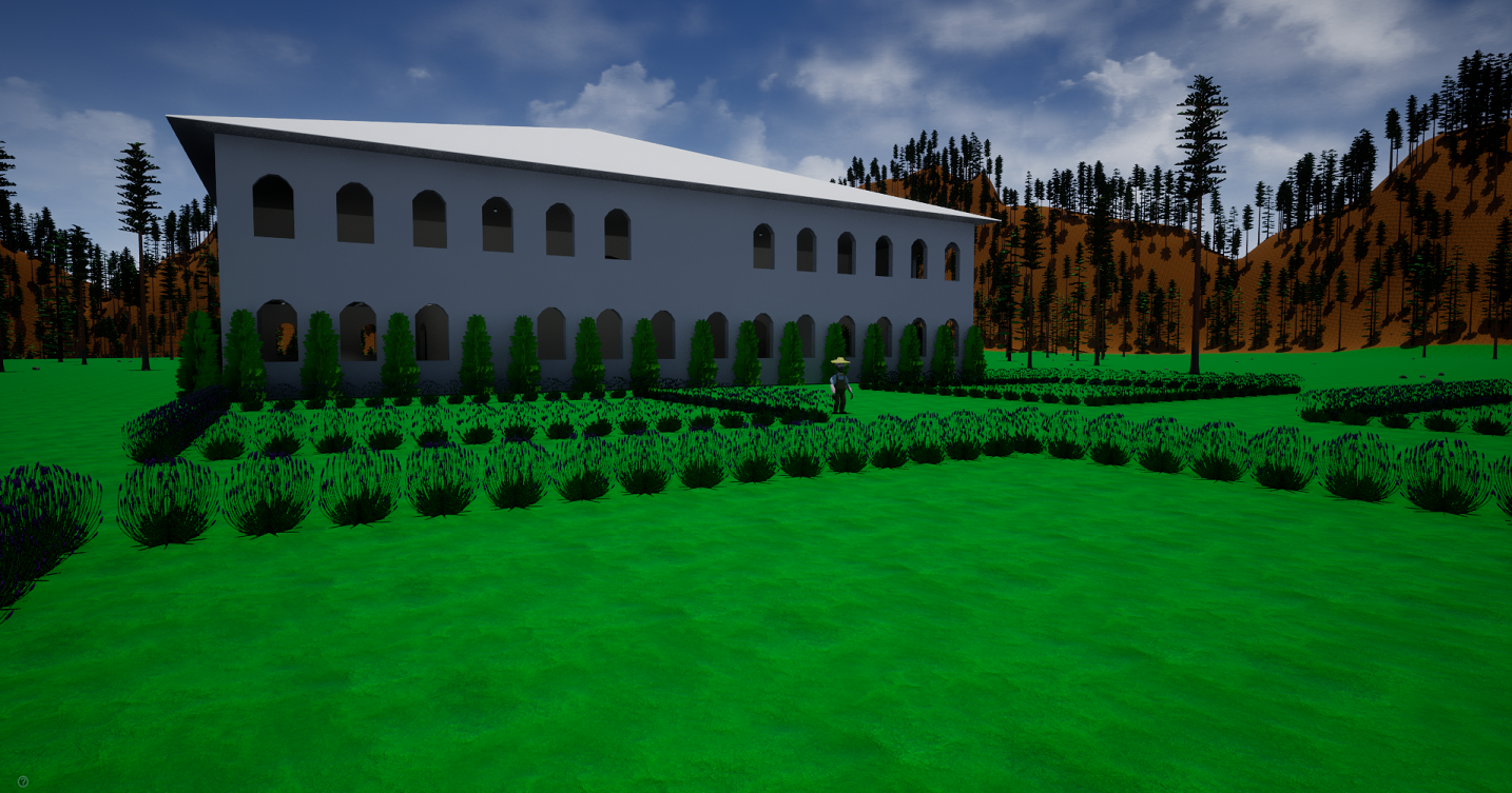 A beautiful garden behind the manor