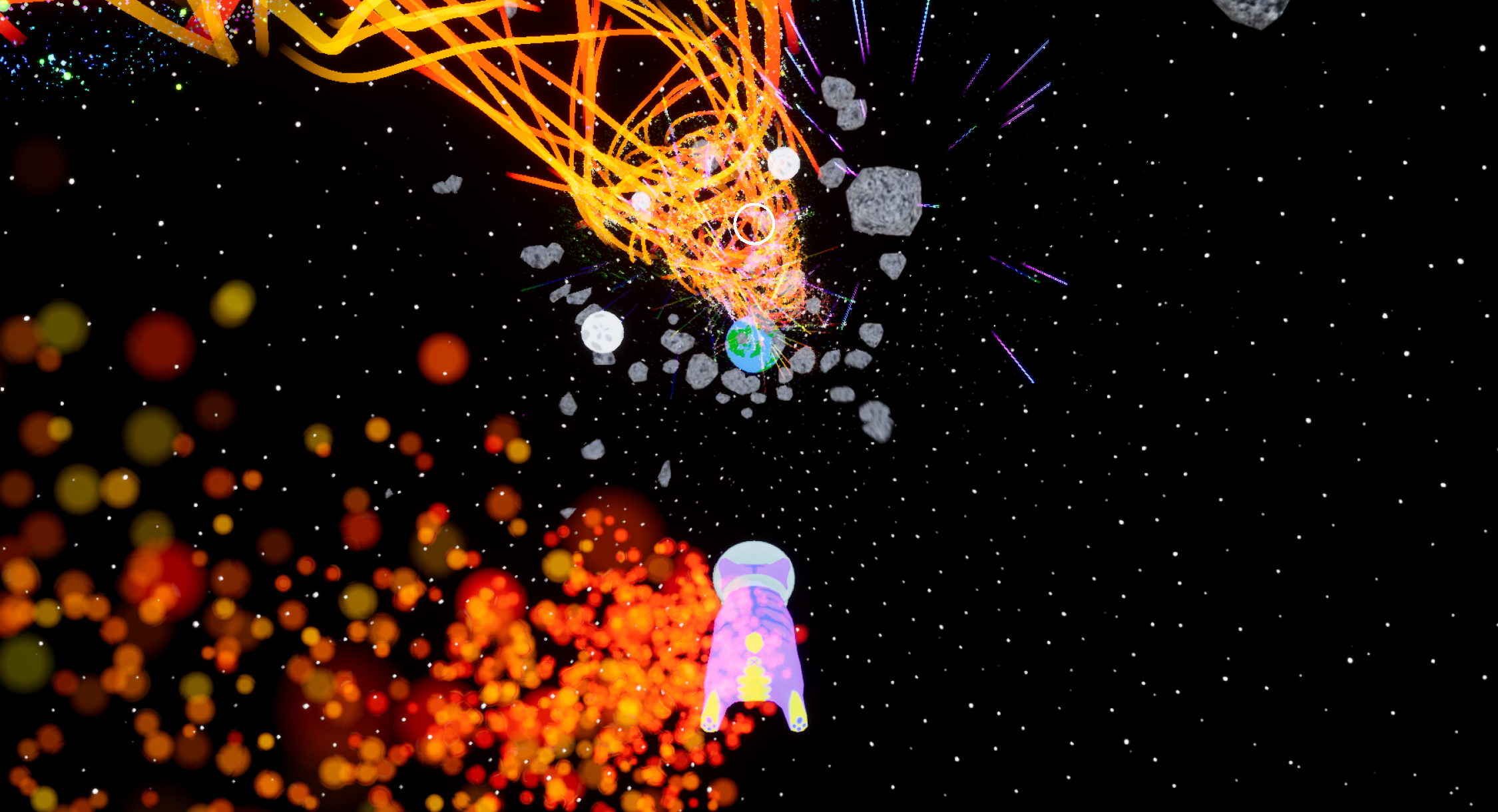 Space cat following their helix shot