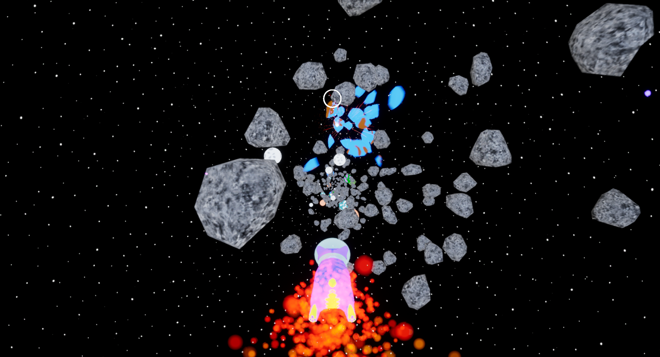 Space cat flying towards an exploding planet