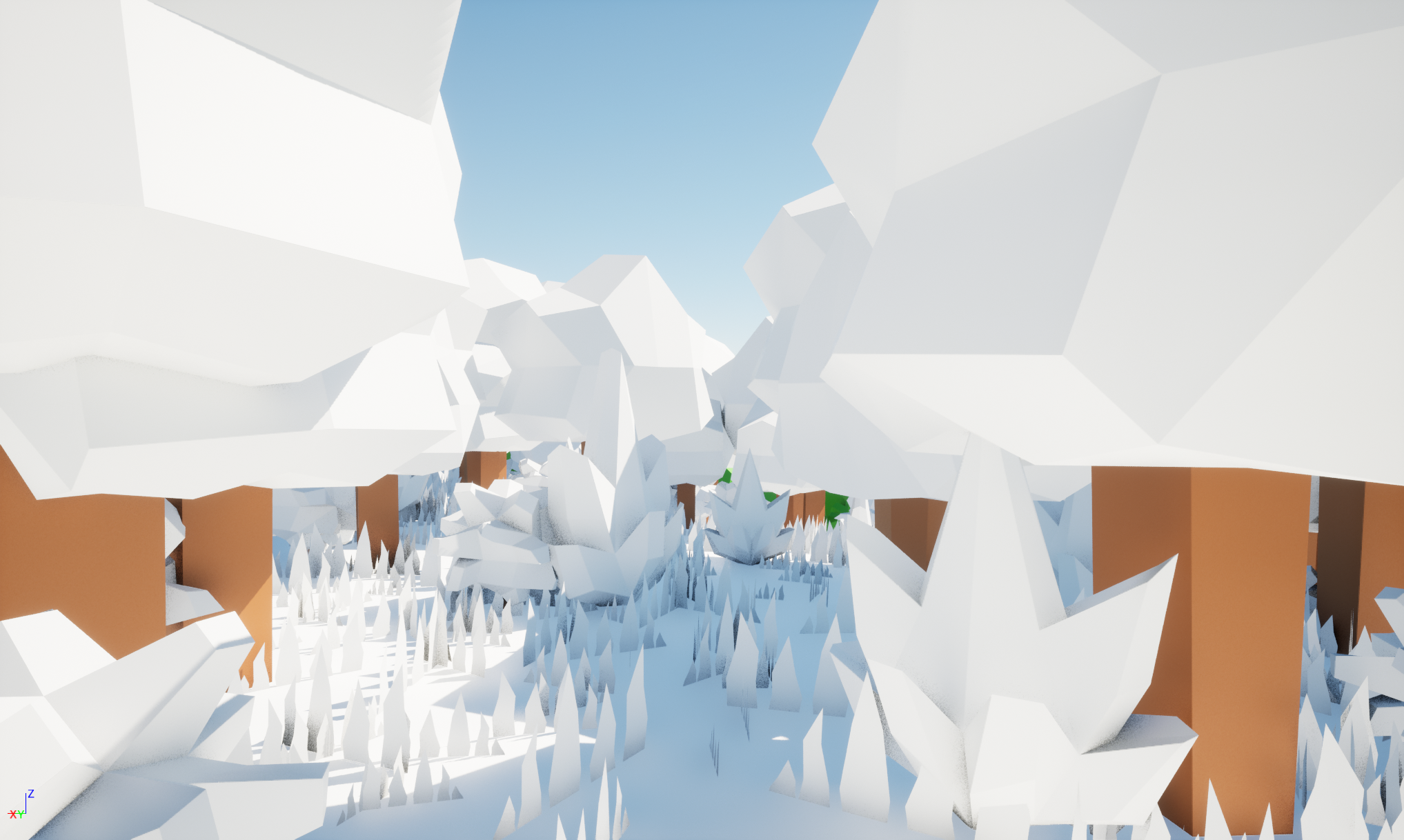 A snowy forest area